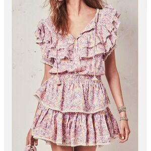 LoveShackFancy‎ Liv Dress Womens size XS Mini Ruffle Tiered Floral Ditsy Summer